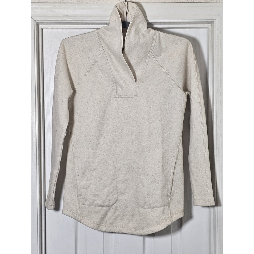 Prana Recycled Wool Blend Sweater Size XS Pullover Pockets Heather Oatmeal